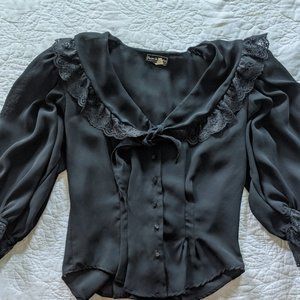 SOLD!!vintage black lace blouse with sailor collar